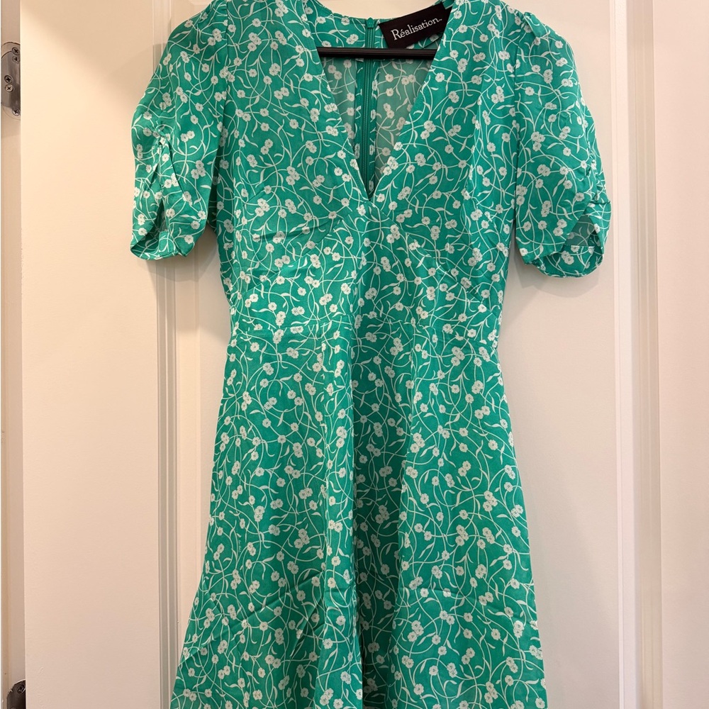 Realisation Par Green Silk Mini Dress